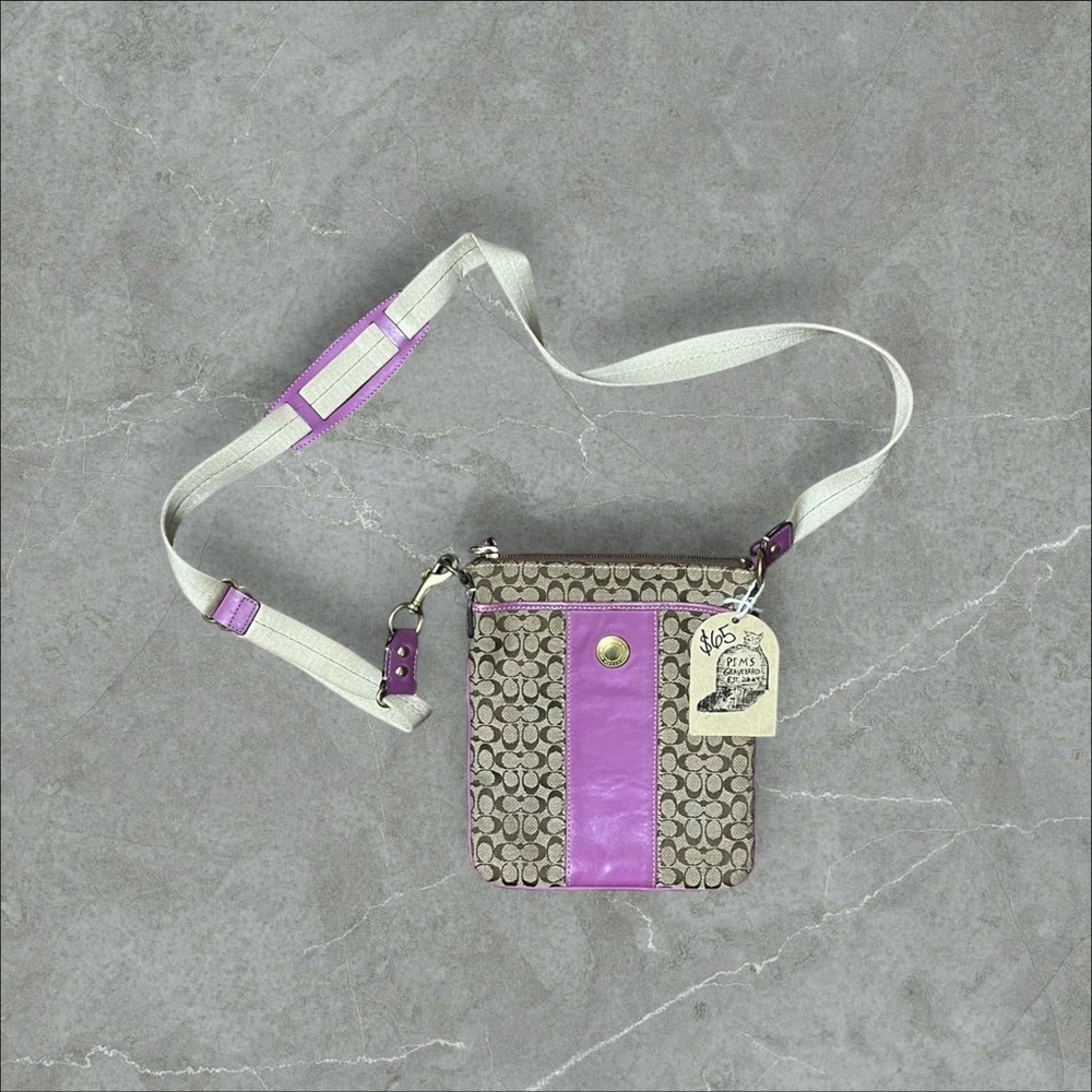 Lavender Accent Brown Monogram Cross Body Bag